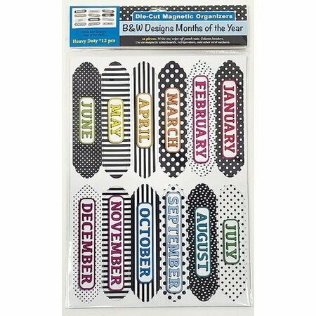 ASHLEY PRODUCTIONS Board Header, Jan-Dec, Magnetic, Pattern, 12 Pieces, MI ASH19026